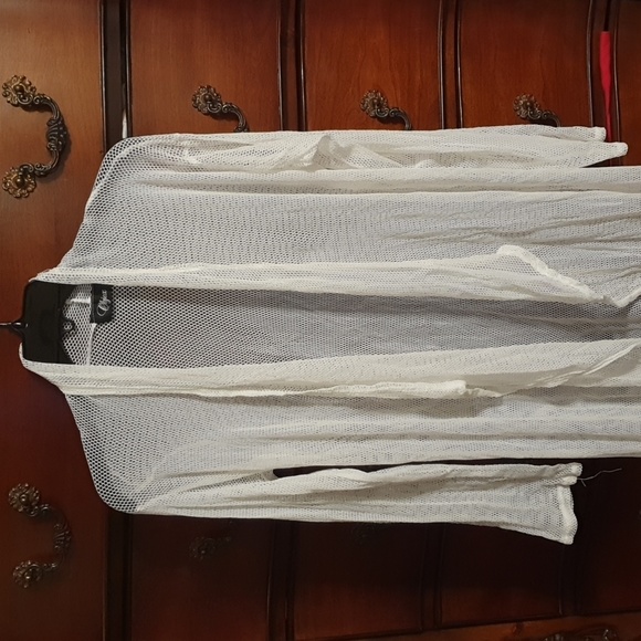 White Net Mesh Swim Coverup OS - Picture 2 of 4